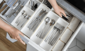 cutlery in drawer