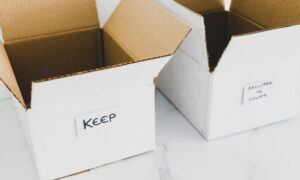 Empty Boxes With Labels Of Keep and Return