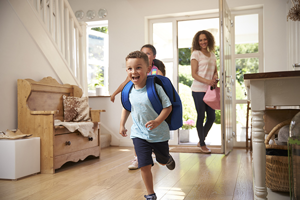 Kids Running in the Mouse With Backpacks