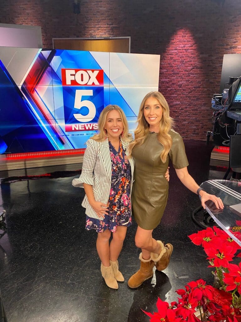 Ryen Toft in the FOX 5 San Diego studio for last year's Christmas episode; Simply Luxe has been the station's resident organizing team for over 6 years