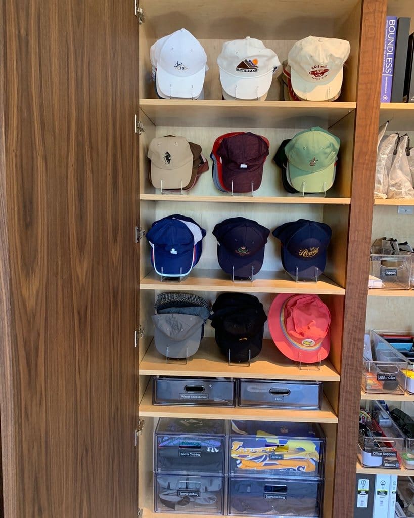 Same hat cabinet after Simply Luxe organizing, Woodland Hills