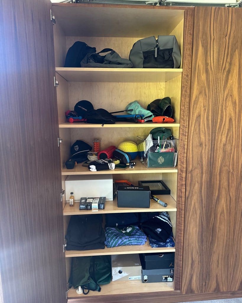 Hat cabinet before organizing, Woodland Hills home