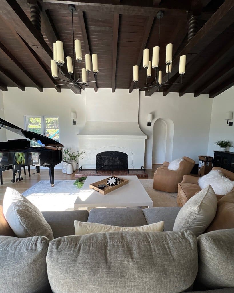 Living room before a holiday decor install
