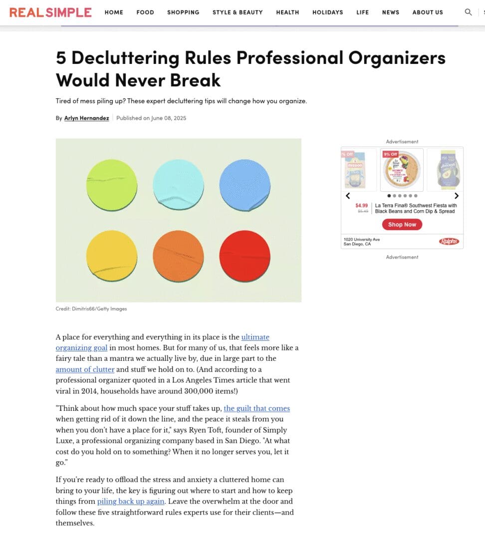 Article page showing colorful circle graphic