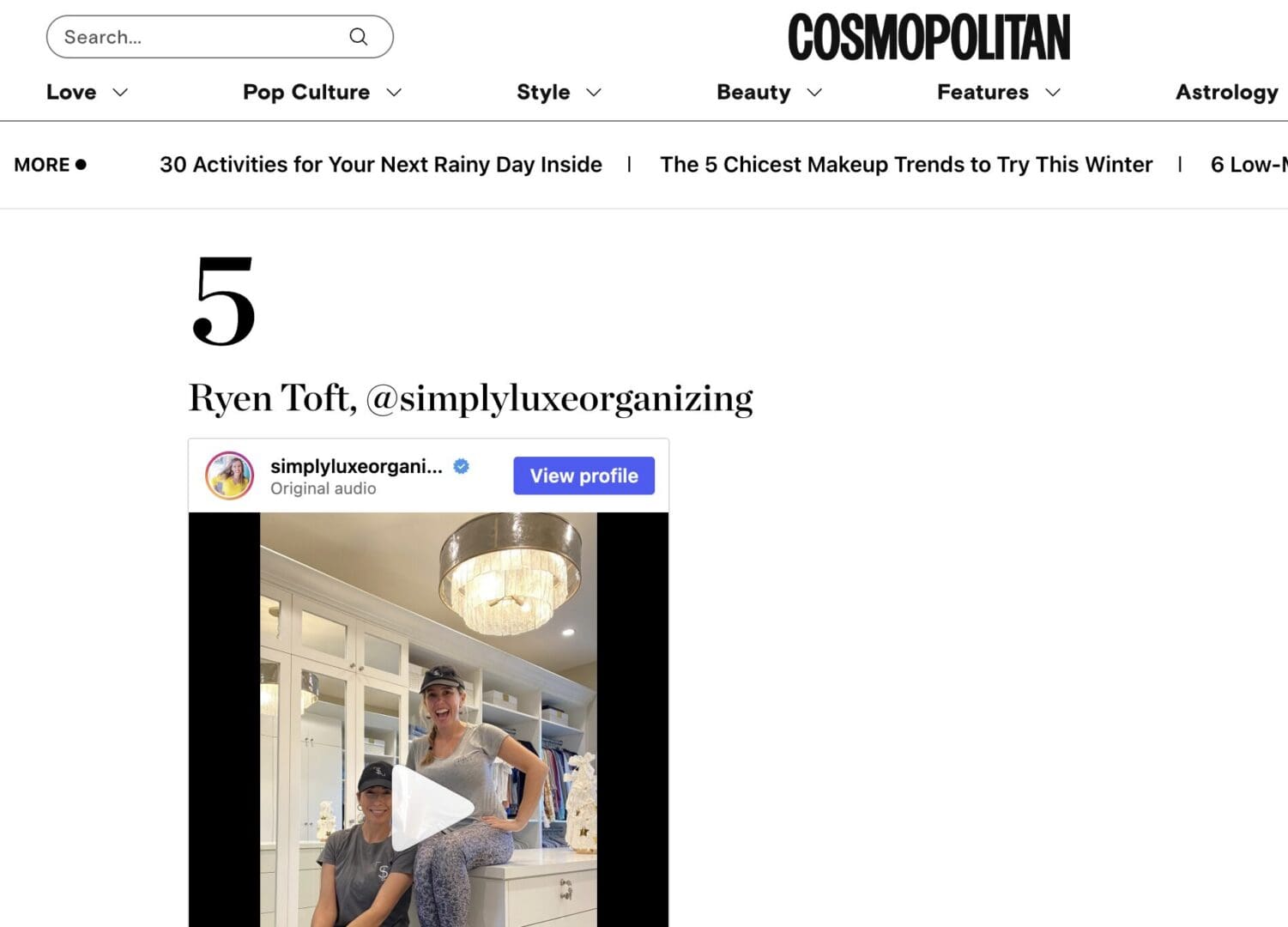 Cosmopolitan Magazine listicle entry number 5 featuring Ryen Toft of Simply Luxe Organizing at @simplyluxeorganizing