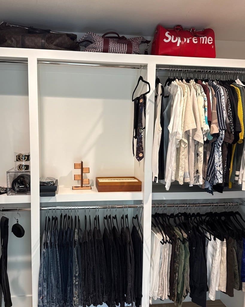 Same walk-in closet after the Simply Luxe unpack, San Juan Capistrano